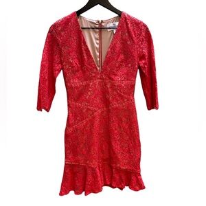 Stylestalker Red lace gold hardware minidress size XS